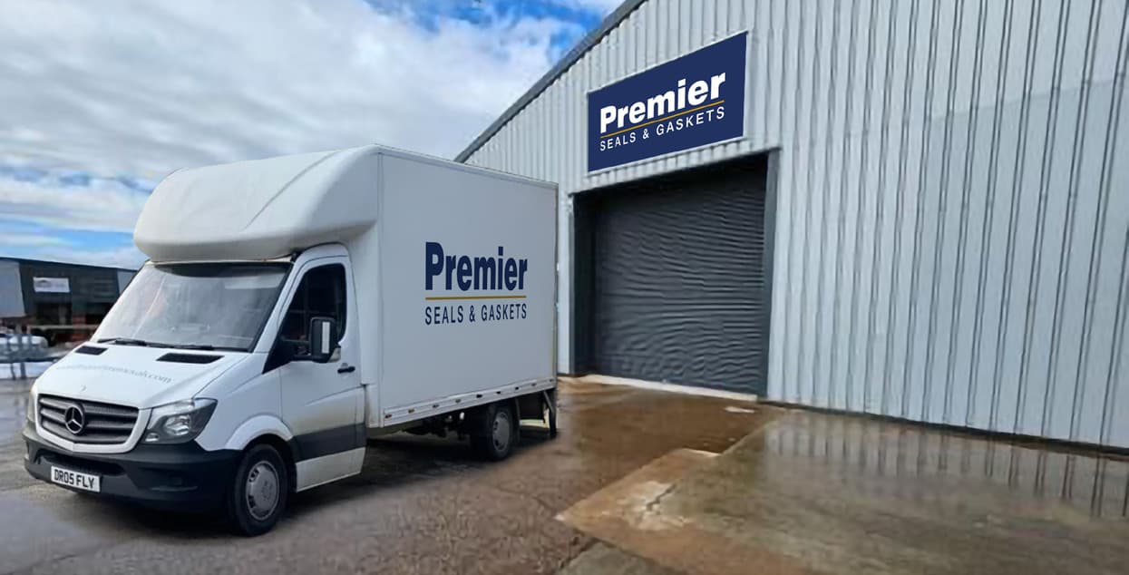 Premier Seals & Gaskets delivery van outside warehouse